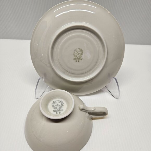 Gebruder Winterling Porcelain Tea Cup & Saucer Set Maroon Gold Floral Design MCM - Picture 8 of 8